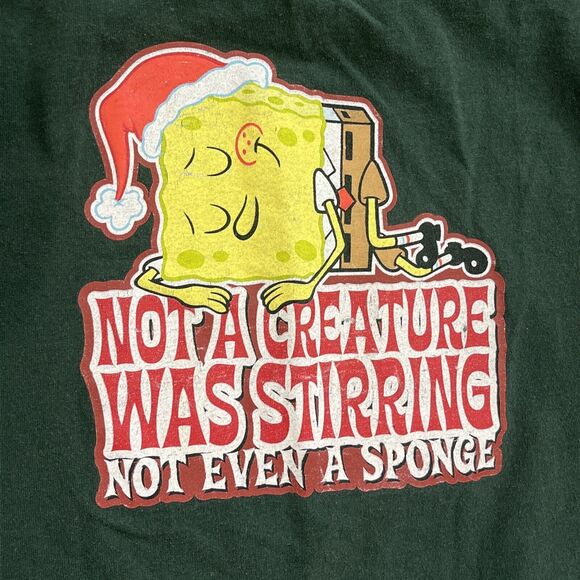 Vintage 2002 Spongebob Squarepants Shirt Men’s XL Nickelodeon Christmas Santa - Picture 1 of 9